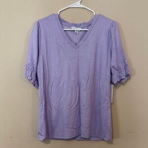 Liz Claiborne Light Purple V-Neck Blouse